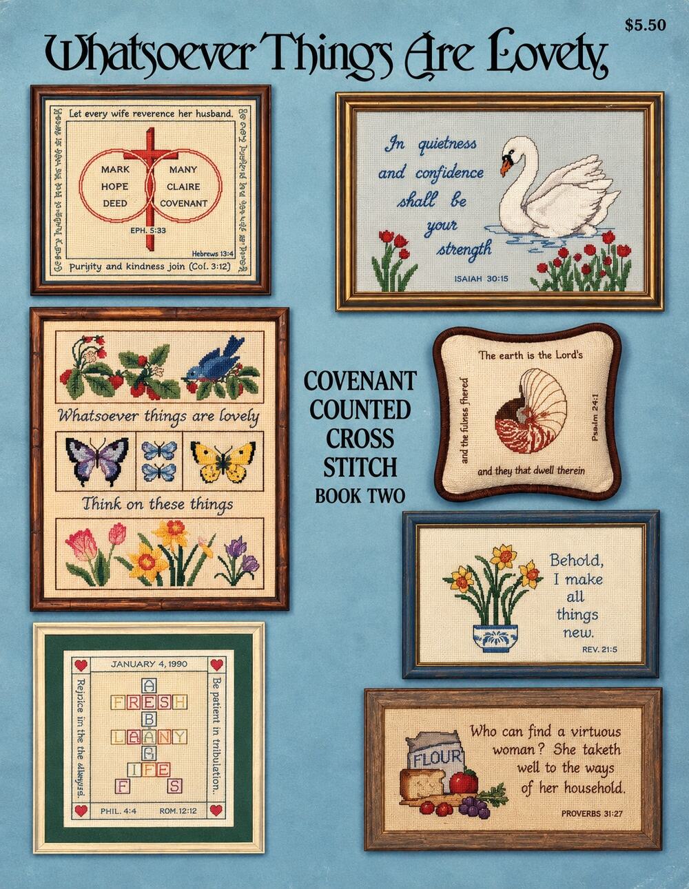 Vintage Counted Cross Stitch Chart Whatsoever Things Are Lovely Covenant Book 2